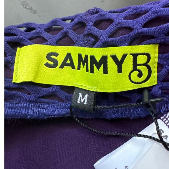 Sammy B Nordstrom Diamond Mesh Bootcut Pants Purple Lined M NWT Festival EDC - Picture 7 of 9